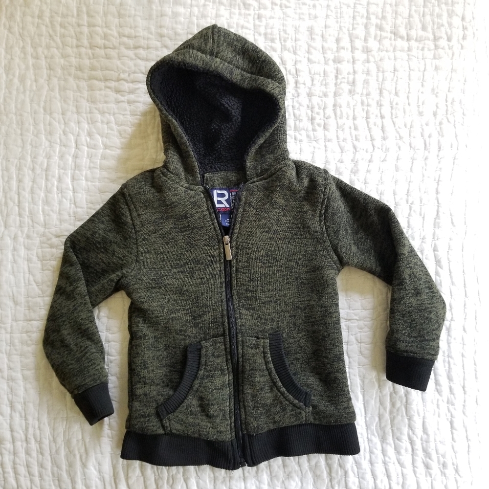 LR Scoop Olive Green & Black Warm Cozy Hoodie Zip Sweatshirt